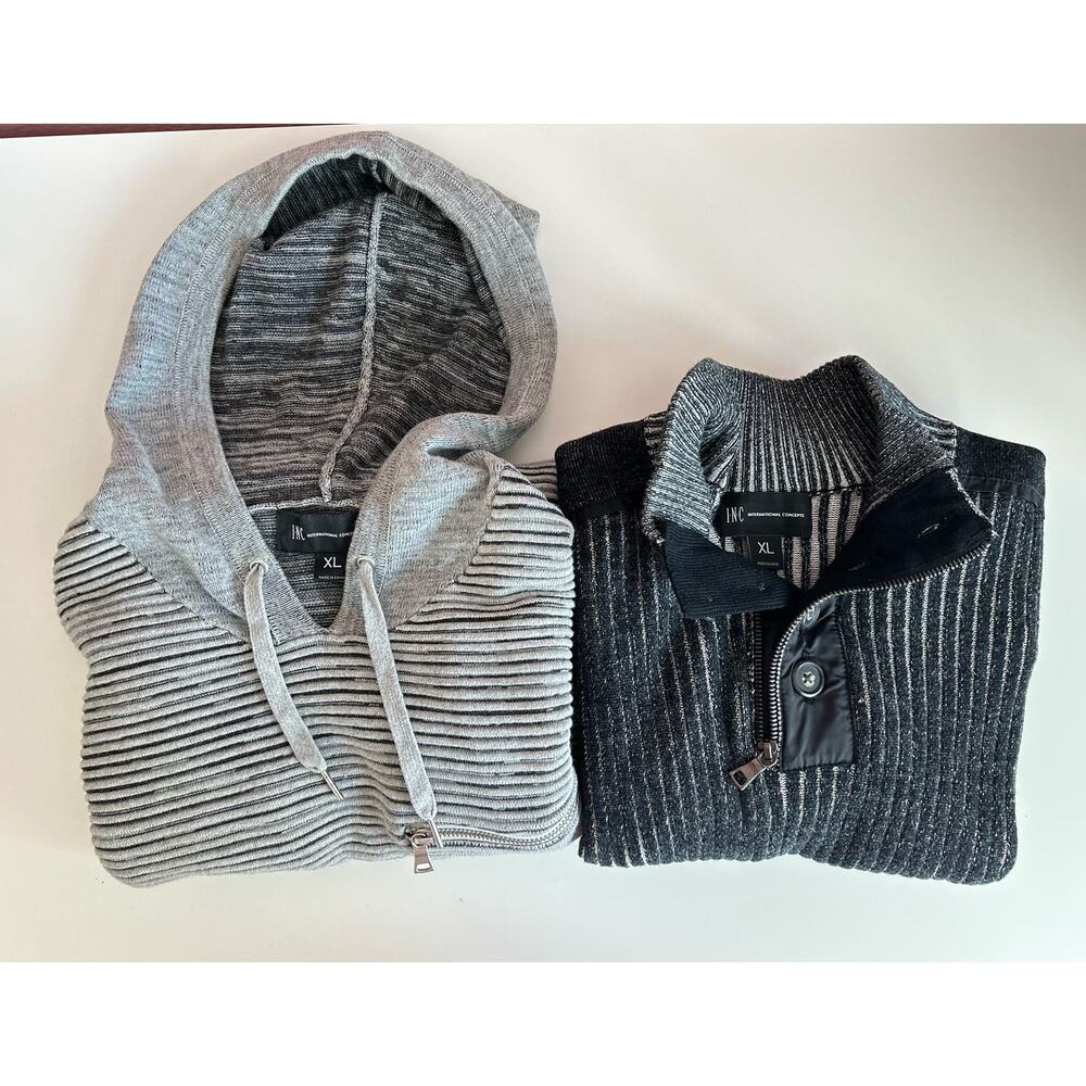 Bundle I.N.C International Concepts Pullover Gray Black Sweaters Men's Size XL